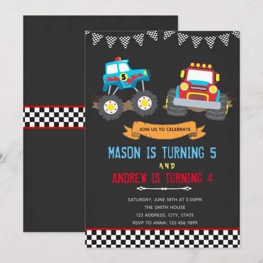 Monstervrachtwagen, uitnodiging voor gezamenlijke (Voorkant / Achterkant)