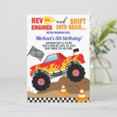 Monstervrachtwagens verjaardagsuitnodiging kaart (Staand voorkant)