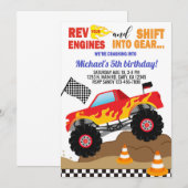 Monstervrachtwagens verjaardagsuitnodiging kaart (Voorkant / Achterkant)