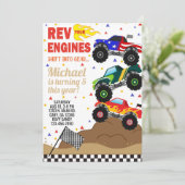 Monstervrachtwagens, verjaardagsuitnodiging. kaart (Staand voorkant)