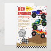 Monstervrachtwagens, verjaardagsuitnodiging. kaart (Voorkant / Achterkant)