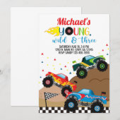 Monstervrachtwagens verjaardagsuitnodiging kaart (Voorkant / Achterkant)