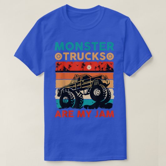  monsterwagen is mijn jam Retro Sunset Cool T-shirt (Design voorkant)