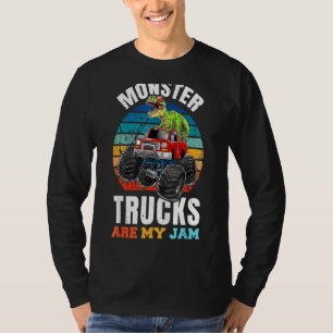 monsterwagen is mijn jam Retro Sunset Dino T-shirt