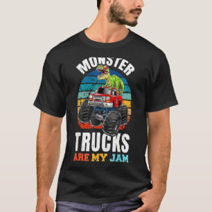 monsterwagen is mijn jam Retro Sunset Dino T-shirt