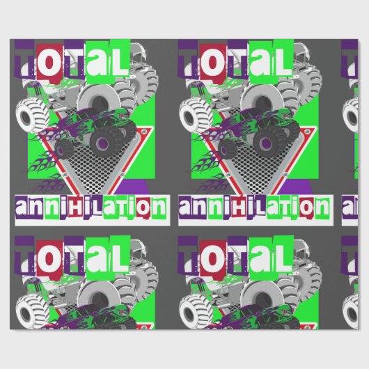 monsterwagen kinder harde kern cadeaupapier (Vlak)