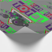 monsterwagen met harde kern cadeaupapier (Hoek)