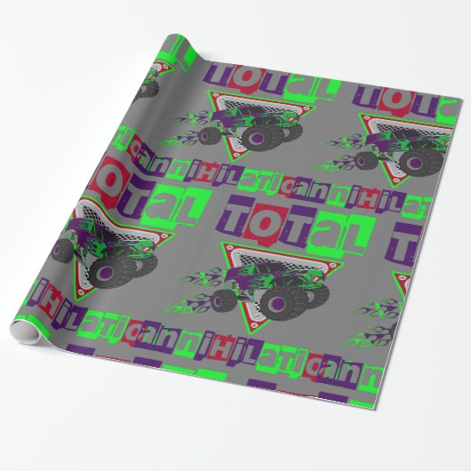 monsterwagen met harde kern cadeaupapier (Uitgerold)