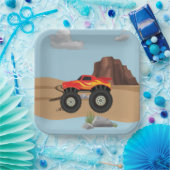 Monsterwielen oranje, geel, rood papier bord (Feest)