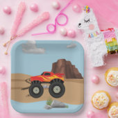 Monsterwielen oranje, geel, rood papier bord (Feest)