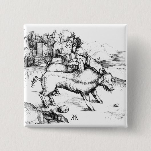 Monstro Pig Vierkante Button 5,1 Cm (Voorkant)
