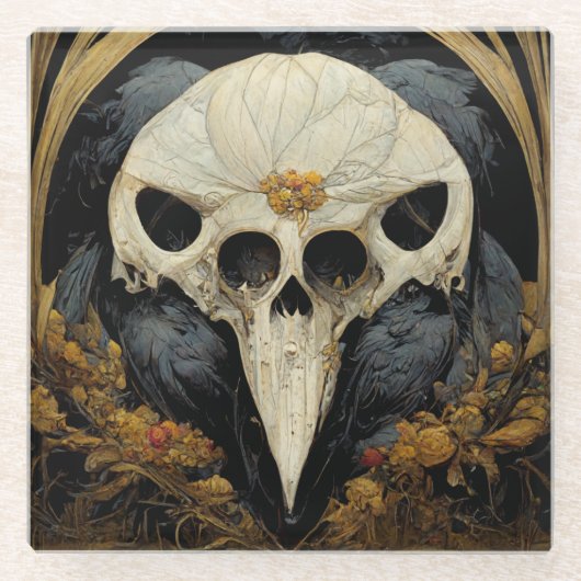 Monstro Raven Horror Gothic Gothic Glazen Onderzetter (Voorkant)