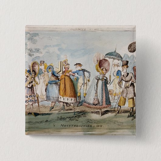 Monstrosities van 1818 vierkante button 5,1 cm (Voorkant)