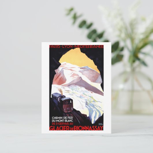 Mont Blanc, berg-Frankrijk,  treinverkeer Briefkaart (Staand voorkant)