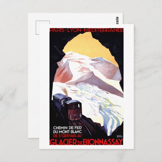 Mont Blanc, berg-Frankrijk,  treinverkeer Briefkaart (Voorkant / Achterkant)