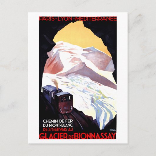 Mont Blanc, berg-Frankrijk,  treinverkeer Briefkaart (Voorkant)