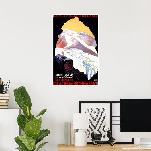 Mont Blanc, berg-Frankrijk,  treinverkeer Poster (Thuiskantoor)