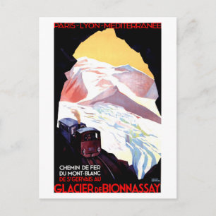 Mont Blanc, berg Frankrijk, vintage treinreis Briefkaart