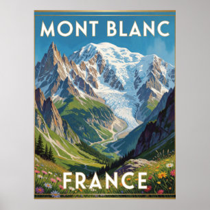 Mont Blanc Besneeuwde Toppen Frankrijk Bergzicht   Poster