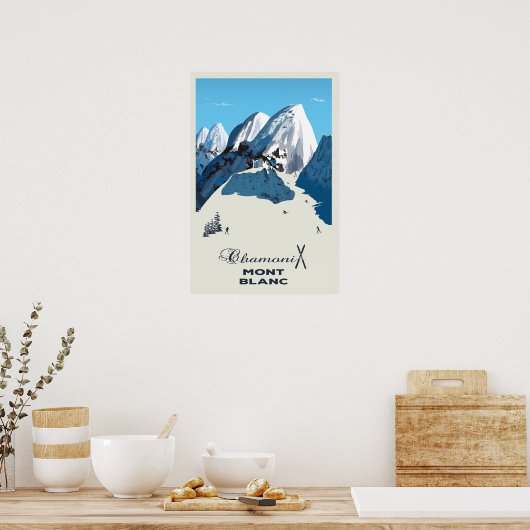 Mont Blanc, Chamonix, Ski Poster (Keuken)