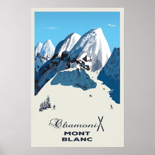 Mont Blanc, Chamonix, Ski Poster (Voorkant)