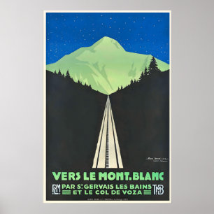 Mont Blanc Chamonix Skien Alpen Frankrijk Vintage Poster