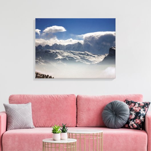 Mont Blanc France Holiday Card Canvas Afdruk (Insitu (Woonkamer))