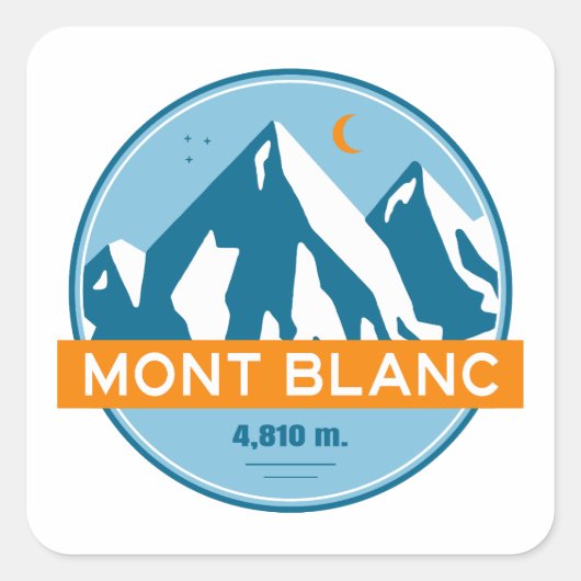 Mont Blanc France Stars Moon Vierkante Sticker (Voorkant)