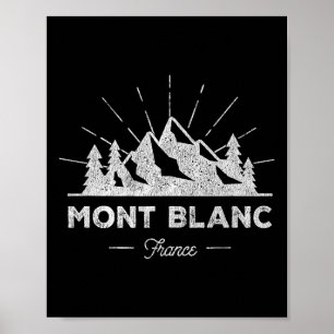 Mont Blanc Frankrijk T-Shirt Vintage Skien Retro T Poster