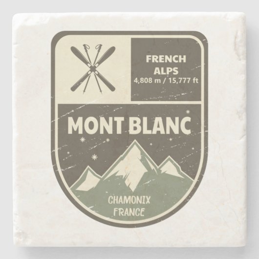 Mont Blanc French Alps Chamonix Frankrijk Stenen Onderzetter (Voorkant)