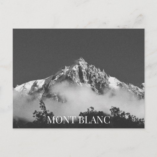 Mont Blanc Mountain Chamonix France BW Briefkaart (Voorkant)