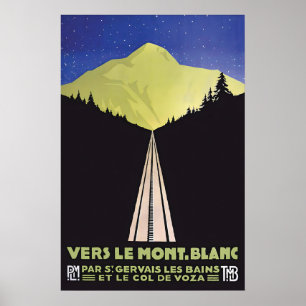 Mont Blanc Reisposter Vintage Franse Alpen Trein Poster
