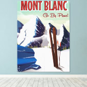 Mont Blanc  skiposter Canvas Afdruk (Insitu (Houten vloer))
