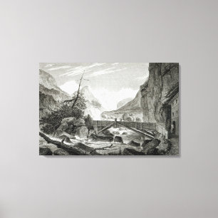 Mont Blanc van de Baths of St. Didier Canvas Afdruk