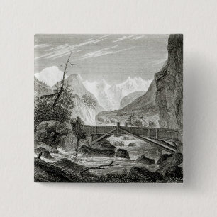 Mont Blanc van de Baths of St. Didier Vierkante Button 5,1 Cm