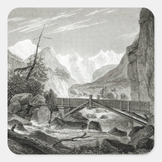 Mont Blanc van de Baths of St. Didier Vierkante Sticker (Voorkant)