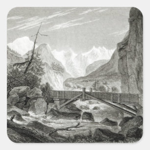 Mont Blanc van de Baths of St. Didier Vierkante Sticker