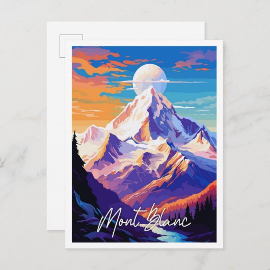 Mont Blanc vintage reisillustratie Briefkaart (Voorkant / Achterkant)