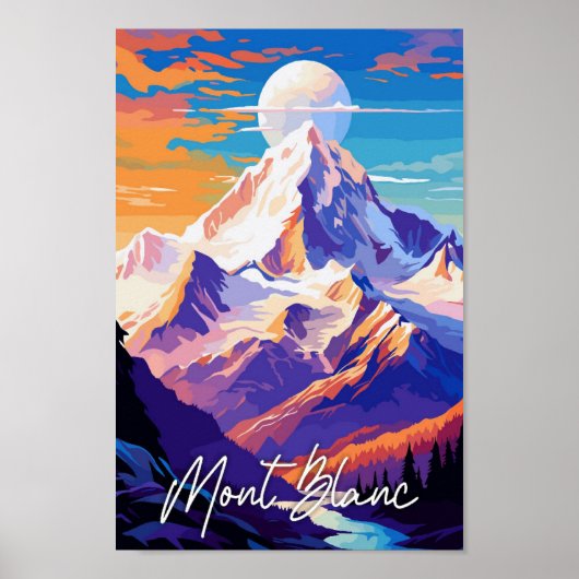Mont Blanc vintage reisillustratie Poster (Voorkant)