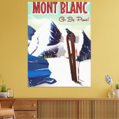 Mont Blanc vintage skireisposter Canvas Afdruk (Insitu (Woonkamer))