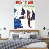 Mont Blanc vintage skireisposter Canvas Afdruk (Insitu (Slaapkamer))