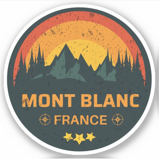 Mont Blanc-wandeling Franse avontuur- Monte Bianco Sticker (Voorkant)