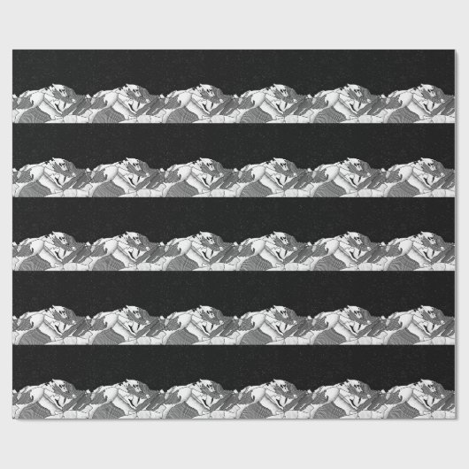 Mont Blanc zwart-witte berg Cadeaupapier (Vlak)