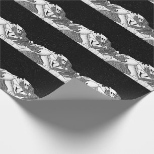 Mont Blanc zwart-witte berg Cadeaupapier