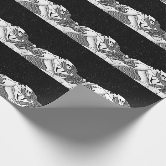 Mont Blanc zwart-witte berg Cadeaupapier (Hoek)