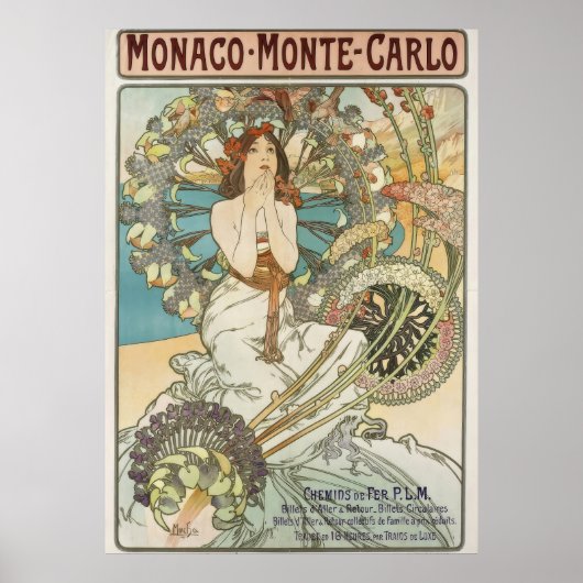  Mont-Carlo Poster door Alphonse Mucha (Voorkant)