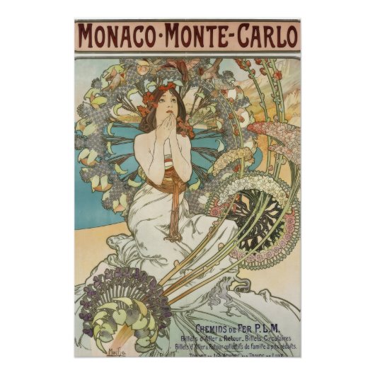  Mont-Carlo Poster door Alphonse Mucha (Voorkant)
