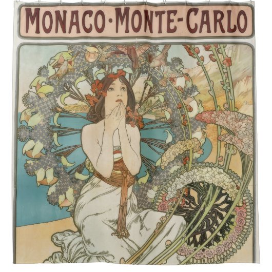  Mont-Carlo Poster door Alphonse Mucha Douchegordijn (Voorkant)