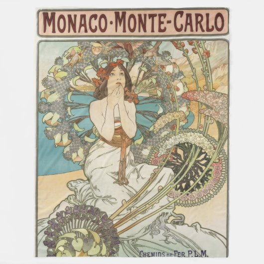 Mont-Carlo Poster door Alphonse Mucha Fleece Deken (Voorkant)