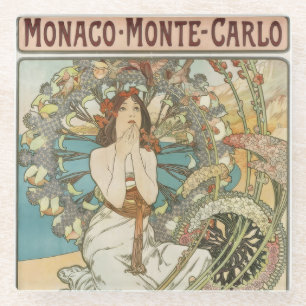 Mont-Carlo Poster door Alphonse Mucha Glazen Onderzetter